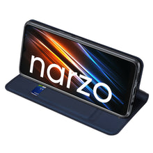 Заредете изображение във визуализатора на галерията – Dux Ducis Skin Pro Case For Realme C30 / Realme Narzo 50i Prime Cover Flip Card Wallet Stand Blue
