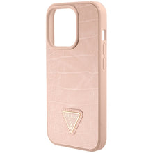 Заредете изображение във визуализатора на галерията – Original Case GUESS Croco Triangle Metal Logo hardcase GUHCP15LPCRTHCP for Iphone 15 Pro pink
