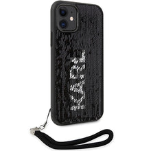 Заредете изображение във визуализатора на галерията – Original Pouch KARL LAGERFELD hardcase Sequins Cord KLHCN61PSQRKS for Iphone 11/ Xr Silver
