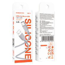Заредете изображение във визуализатора на галерията – Borofone Cable BX99 Method - USB to MicroUSB - 2,4A 1 metre grey

