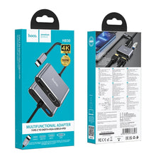 Заредете изображение във визуализатора на галерията – Hoco adaptor hub type c to hdtv+vga+usb3.0+pd100w+hdmi hb30 hb30 - TopMag
