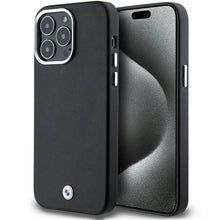 Заредете изображение във визуализатора на галерията – BMW Signature Wrapped Metal MagSafe case for iPhone 15 Pro Max - black
