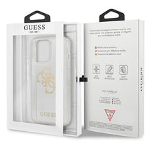 Заредете изображение във визуализатора на галерията – Guess GUHCP13XPCUGL4GTR iPhone 13 Pro Max 6,7" transparent hard case Glitter 4G Big Logo
