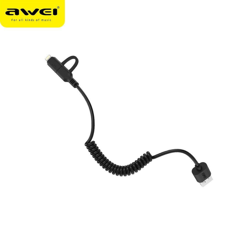 Cabel awei cl53 / 2 in 1 iPhone / micro usb black - TopMag