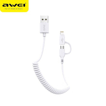Заредете изображение във визуализатора на галерията – Cabel awei cl53 / 2 in 1 iPhone / micro usb white - TopMag
