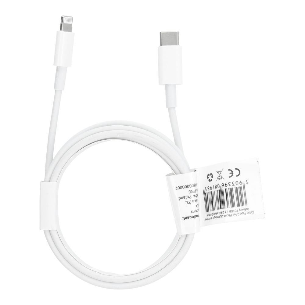 Cable type c for iphone lightning 8-pin power delivery pd18w 2a c973 white 2 meter - TopMag