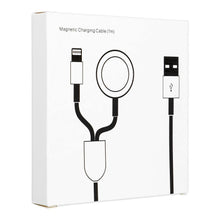 Заредете изображение във визуализатора на галерията – Cable usb 2in1 for iphone lightning 8-pin + apple watch 3w 1a c3176 white - TopMag
