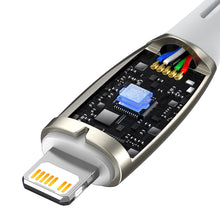 Заредете изображение във визуализатора на галерията – Baseus Glimmer Series cable with fast charging USB-C - Lightning 480Mb/s PD 20W 2m white
