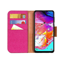 Заредете изображение във визуализатора на галерията – Калъф тип книга Canvas за samung galaxy a70 розов - само за 12.99 лв
