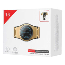 Заредете изображение във визуализатора на галерията – Car holder with automatic wireless charging to air vent 15w t3 gold - TopMag
