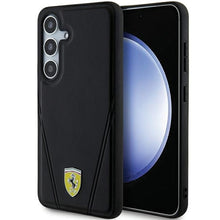 Заредете изображение във визуализатора на галерията – Original FERRARI hardcase Hot Stamp V Lines MagSafe FEHMS24MP3BAK for Samsung Galaxy  S24 Plus Black
