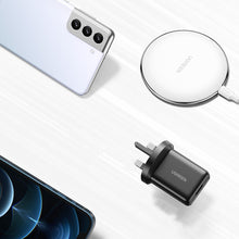 Заредете изображение във визуализатора на галерията – Ugreen UK wall charger (United Kingdom) USB-A QC3.0 18W black (CD122)
