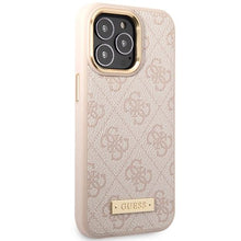 Заредете изображение във визуализатора на галерията – Guess GUHMP14LU4GPRP iPhone 14 Pro 6.1" pink/pink hard case 4G Logo Plate MagSafe
