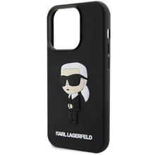 Заредете изображение във визуализатора на галерията – Original Pouch KARL LAGERFELD hardcase Rubber Ikonik 3D KLHCP14L3DRKINK for Iphone 14 Pro Black
