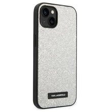 Заредете изображение във визуализатора на галерията – Original faceplate case KARL LAGERFELD KLHCP14SG2ELS for iPhone 14 (Solid Glitter Plaque Logo / silver)
