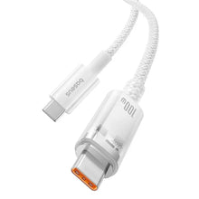 Заредете изображение във визуализатора на галерията – BASEUS cabel Type C to Type C Explorer Fast Charging 100W 1m stellar white P10319703221-00 / CB000043

