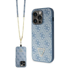 Заредете изображение във визуализатора на галерията – Original Case GUESS hardcase Crossbody 4G Metal Logo GUHCP15LP4TDSCPB for Iphone 15 Pro blue
