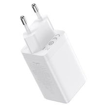 Заредете изображение във визуализатора на галерията – GaN 2xUSB C 1xUSB 65W fast charger Baseus GaN5 Pro + USB C - USB C 100W cable - white
