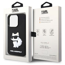 Заредете изображение във визуализатора на галерията – Original Pouch KARL LAGERFELD hardcase Rubber Choupette 3D KLHCP14L3DRKHNK for Iphone 14 Pro Black
