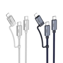 Заредете изображение във визуализатора на галерията – HOCO cable 2in1 Type C to Type C / Lightning U134 1,2m gray
