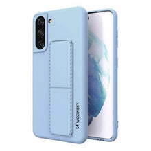 Заредете изображение във визуализатора на галерията – Wozinsky Kickstand Case Silicone Stand Cover for Samsung Galaxy S21 + 5G Light Blue
