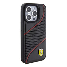Заредете изображение във визуализатора на галерията – Ferrari Perforated Waves Metal Logo case for iPhone 15 Pro - black
