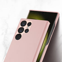 Заредете изображение във визуализатора на галерията – Dux Ducis Grit case for Samsung Galaxy S23 Ultra elegant cover made of artificial leather MagSafe pink
