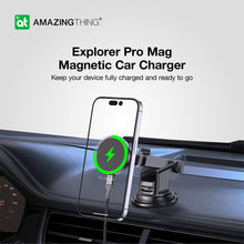 Заредете изображение във визуализатора на галерията – Amazing Thing Car holder Explorer Pro Mag with Magsafe charger TP15WMB to dashboard and air vent black
