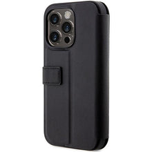 Заредете изображение във визуализатора на галерията – Case BMW BMBKP14L22RVSK iPhone 14 Pro 6.1" black/black bookcase Leather Stamp Blue Lines
