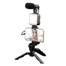Заредете изображение във визуализатора на галерията – Combo selfie with tripod for live broadcast with LED flash and micro and remote control AY-49

