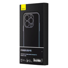 Заредете изображение във визуализатора на галерията – Armored case for iPhone 14 Pro compatible with MagSafe Baseus Synthetic Fiber tempered glass - black
