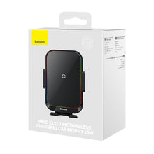 Заредете изображение във визуализатора на галерията – Baseus car holder with wireless charging automatic 15w halo black sudd000001
