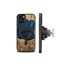 Заредете изображение във визуализатора на галерията – Wood and Resin Case for iPhone 13 MagSafe Bewood Unique Neptune - Navy and Black
