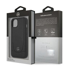 Заредете изображение във визуализатора на галерията – Original Case MERCEDES Leather Urban MEHCP15SARMBK for Iphone 15 Black
