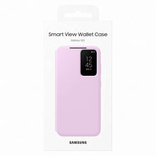 Заредете изображение във визуализатора на галерията – Samsung Smart View Wallet Case for Samsung Galaxy S23 Cover with Smart Flip Window Card Wallet Lilac (EF-ZS911CVEGWW)
