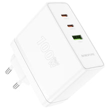 Заредете изображение във визуализатора на галерията – Borofone Wall charger BN11 Imperial - USB + 2xType C - QC 3.0 PD 100W white
