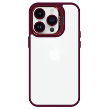 Заредете изображение във визуализатора на галерията – Tel Protect Kickstand case + camera glass (lens) for Iphone 15 Pro burgundy
