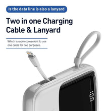 Заредете изображение във визуализатора на галерията – Power bank baseus qpow - 10 000mah lcd quick charge pd15w with cable to lightning 8-pin white ppqd-b02 - TopMag
