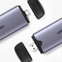 Заредете изображение във визуализатора на галерията – Ugreen Pocket Drive Enclosure M.2 M-Key (USB-C / USB-A 10Gb/s) gray (CM353)
