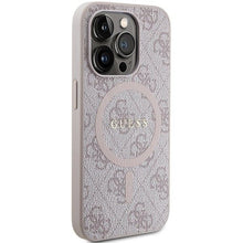 Заредете изображение във визуализатора на галерията – Original faceplate case GUESS GUHMP15LG4GFRP for iPhone 15 Pro (Magsafe / 4G Ring classic logo / pink)
