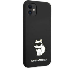 Заредете изображение във визуализатора на галерията – Karl Lagerfeld KLHCN61SNCHBCK iPhone 11/ XR hardcase black/black Silicone Choupette
