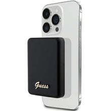 Заредете изображение във визуализатора на галерията – Power bank with wirelles charging GUESS GUPBM3ALGSGK 3000mAh 5W with MagSafe / black
