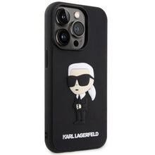 Заредете изображение във визуализатора на галерията – Original Pouch KARL LAGERFELD hardcase Rubber Ikonik 3D KLHCP14X3DRKINK for Iphone 14 Pro Max Black
