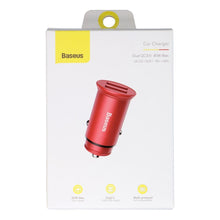 Заредете изображение във визуализатора на галерията – BASEUS car charger Circular metal Dual QC 3.0 2x USB Quick Charge red CCALL-ES09
