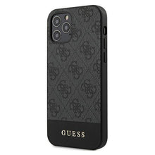 Заредете изображение във визуализатора на галерията – Guess GUHCP12MG4GLGR iPhone 12/12 Pro 6,1" szary/grey hardcase 4G Stripe Collection
