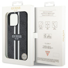 Заредете изображение във визуализатора на галерията – Guess GUHMP13XP4RPSK iPhone 13 Pro Max 6.7" black/black hardcase 4G Printed Stripes MagSafe
