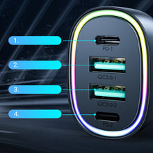 Заредете изображение във визуализатора на галерията – Joyroom car charger 70W with 4 ports: 2 x USB C, 2 x USB black (JR-CL29)

