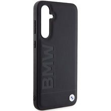 Заредете изображение във визуализатора на галерията – Original Case BMW Leather Hot Stamp BMHCS23FESLLBK for Samsung Galaxy S23 FE Black
