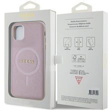 Заредете изображение във визуализатора на галерията – Original Case GUESS hardcase Saffiano MagSafe GUHMN61PSAHMCP for Iphone 11/ Xr pink
