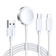 Заредете изображение във визуализатора на галерията – Joyroom S-IW008 3-in-1 cable magnetic charger USB-A - Lightning/USB-C 1.2m - white
